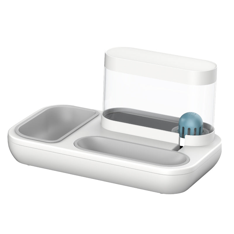 Automatic pet feeding station keeping food and water full