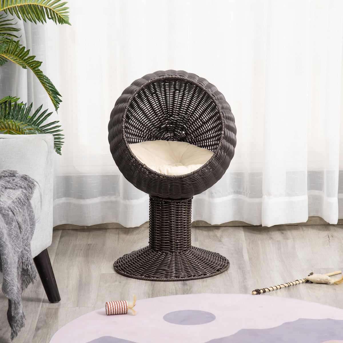 Rotating Woven Cat Egg Pod Chair Bed (view 7)