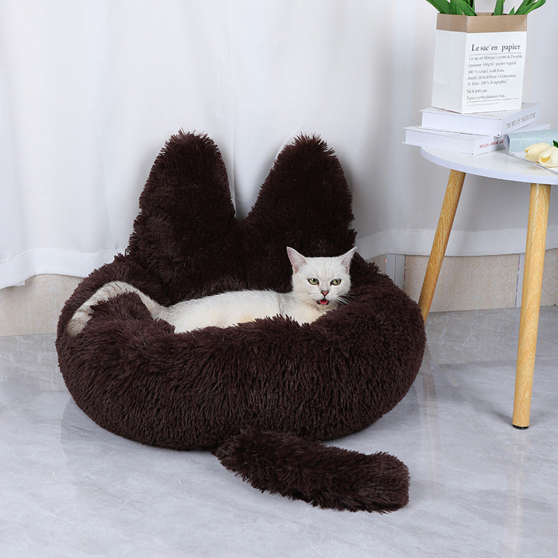 Round Plush Pet House Bed