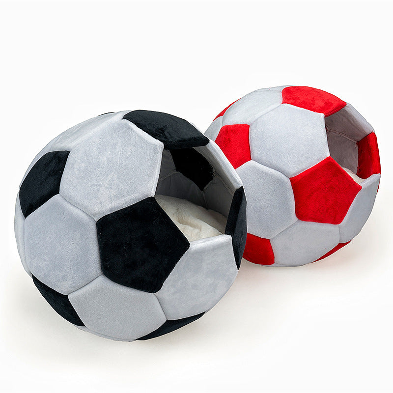 Football-Shaped Plush Pet Nest Bed