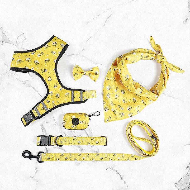Printed Dog Chest Harness 6-Piece Set