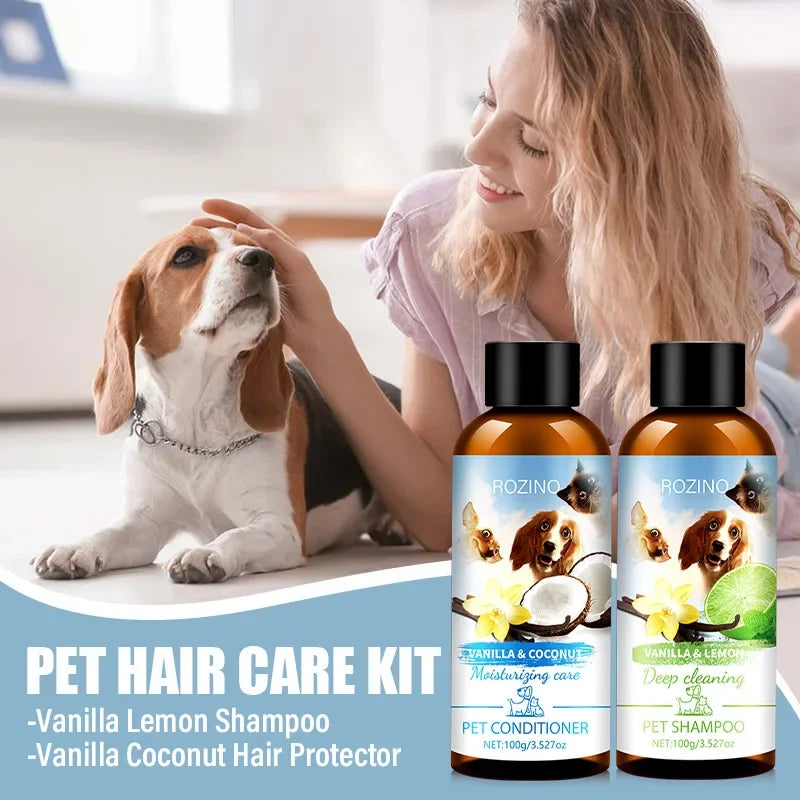 Pet Shower Gel & Conditioner Combo Pack – Lime & Coconut Scent for Dogs & Cats