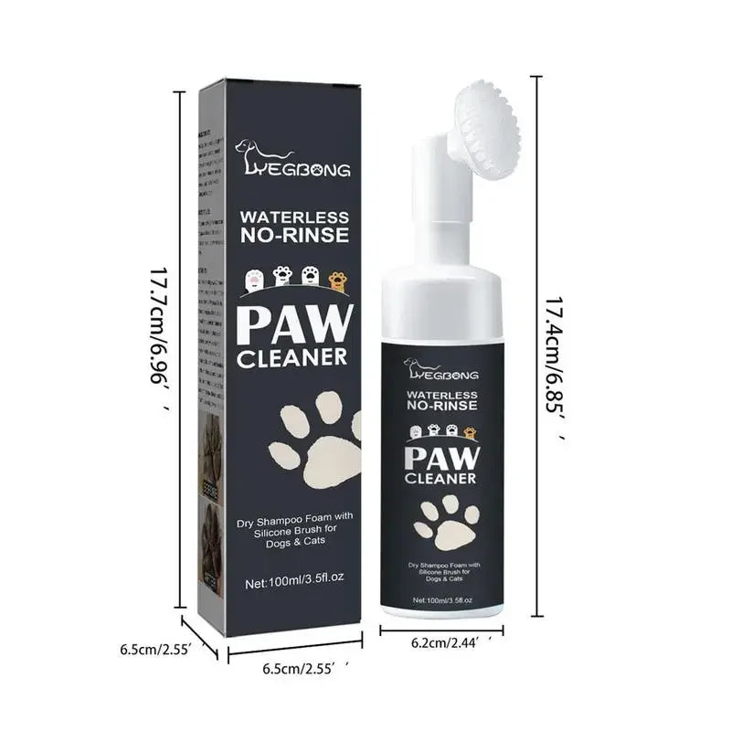 Waterless Paw Cleaner Foam with Silicone Brush – 100ml, for Dogs & Cats