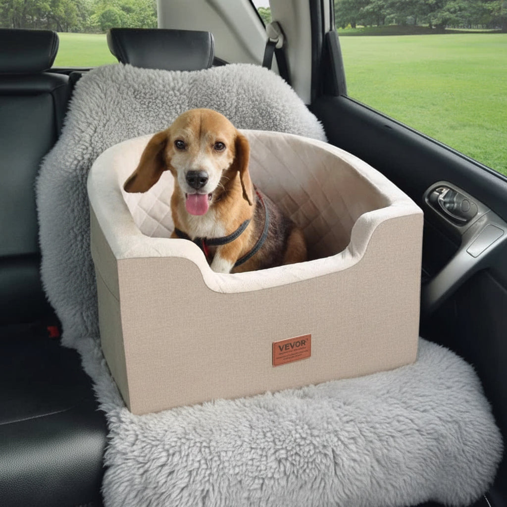 VEVOR Dog Booster Car Seat Pet Car Seat for Small Medium Dog up to 55 Lbs Brown