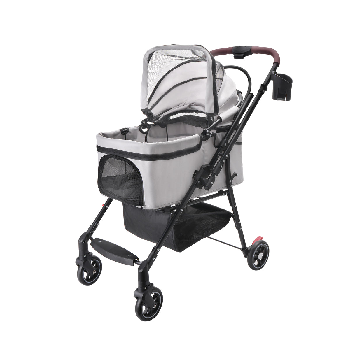 Foldable 3-Wheel Pet Stroller with Detachable Carrier (view 10)