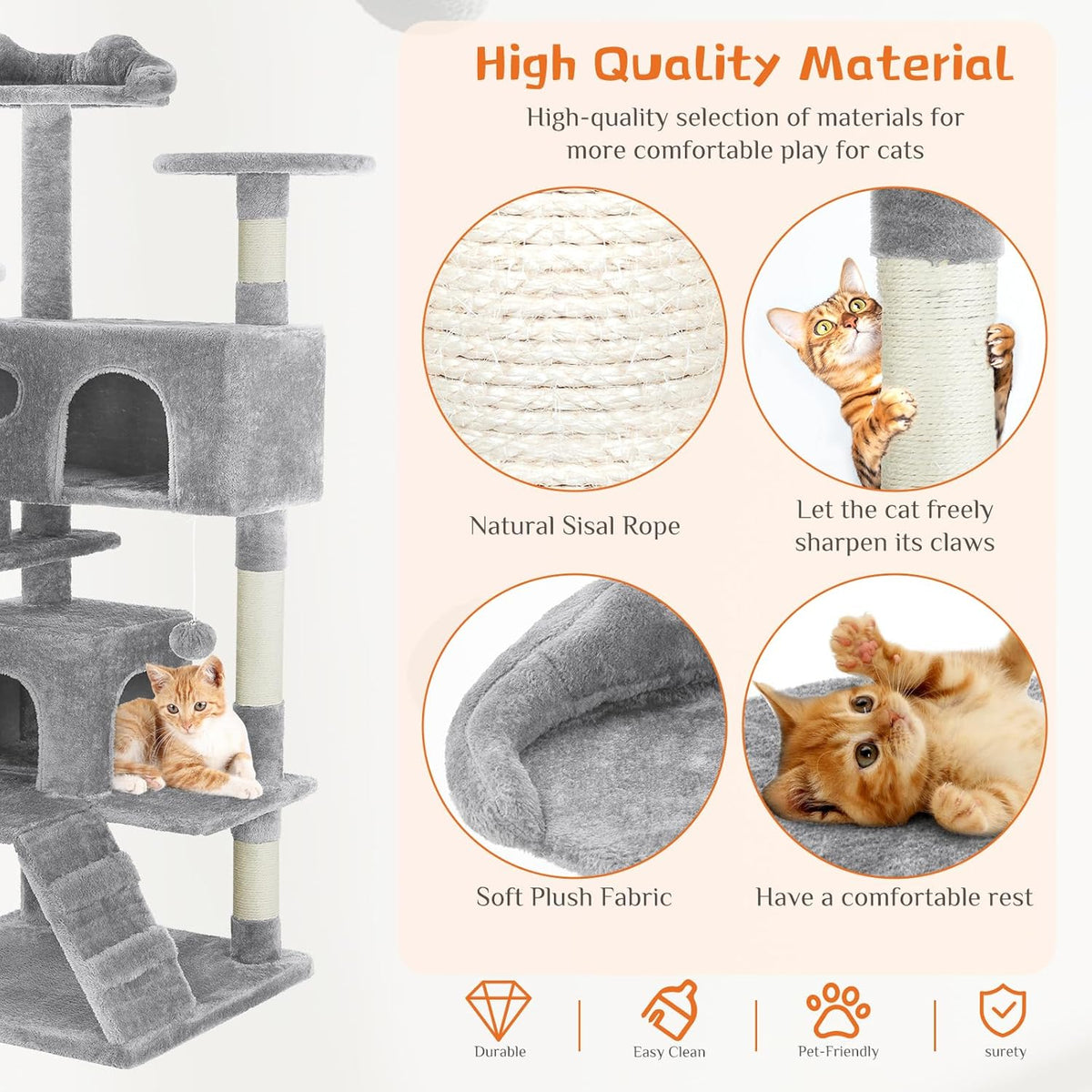 54" Multi-Level Cat Tree Tower with Sisal Posts (view 10)