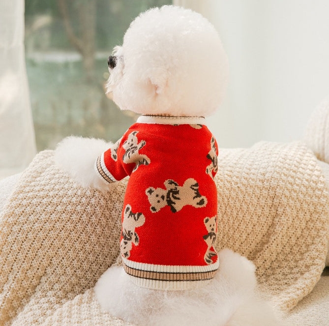 V-Neck Striped Pet Sweater Vest