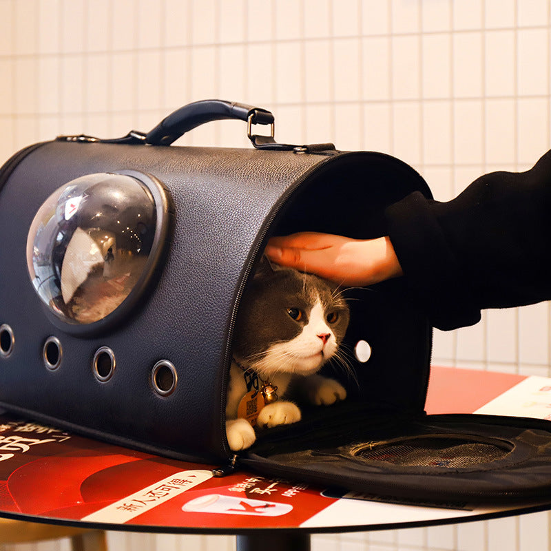 Space Capsule PU Leather Crossbody Cat Carrier