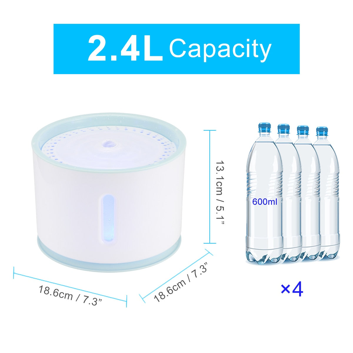 2.4L LED Automatic Pet Water Fountain