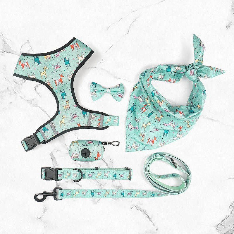 Printed Dog Chest Harness 6-Piece Set
