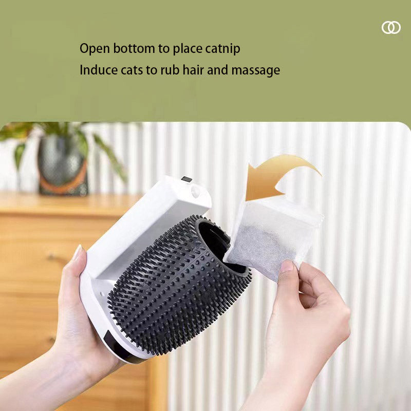 Auto-Rotating Cat Corner Brush & Scratcher