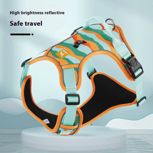 Reflective Oxford cloth dog harness and commuter lead set for total control