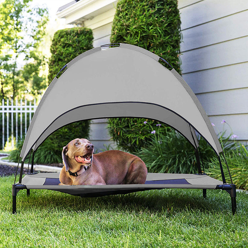 Outdoor Relaxation for Your Pet Elevated Camping Bed with Sunshade Canopy