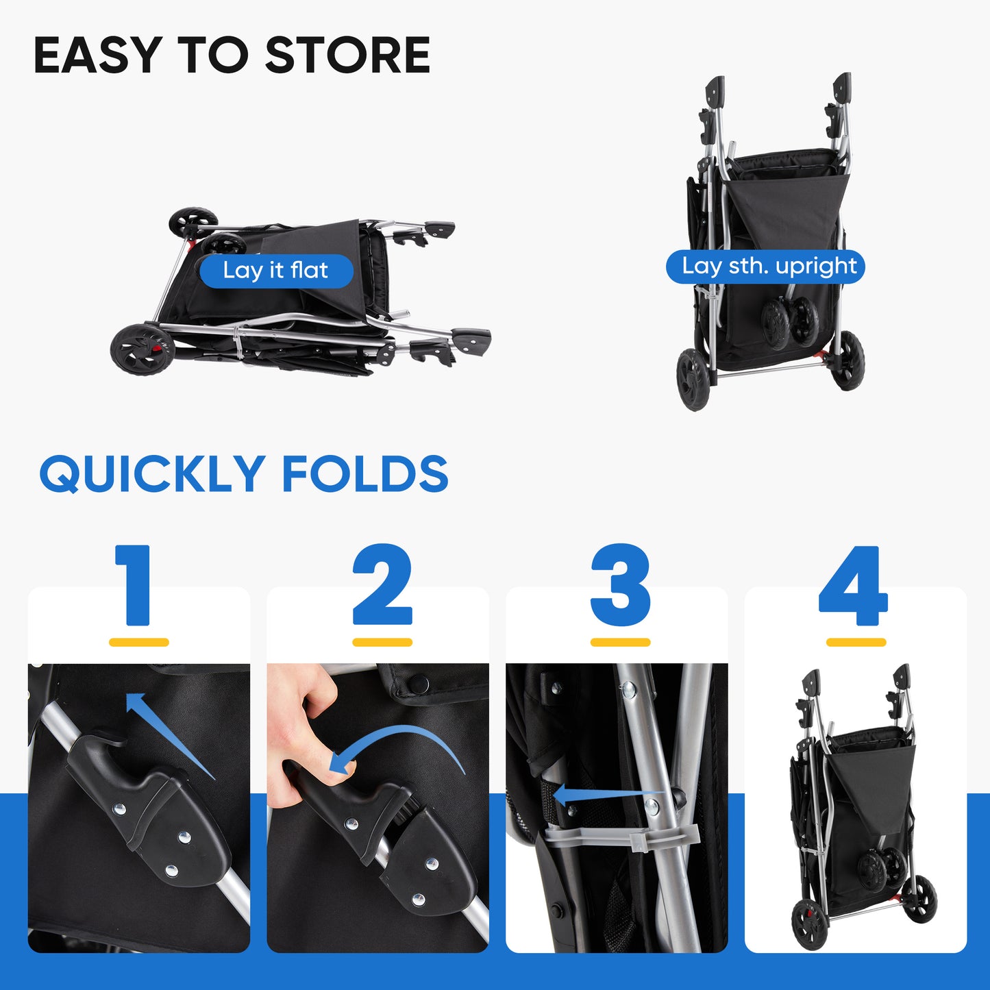 Spacious Foldable Pet Stroller Cart