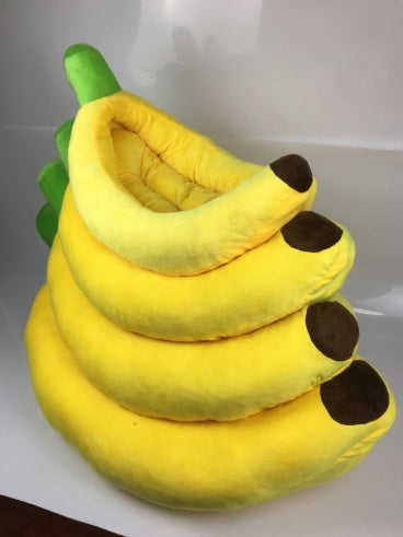 Banana-Shaped Plush Pet Nest Bed