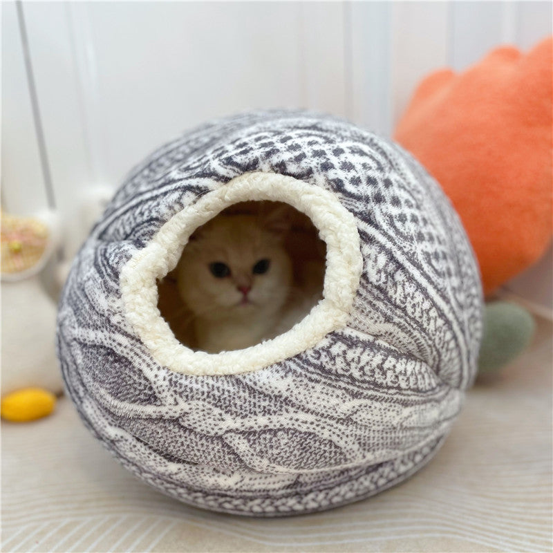 Woven Wool Ball Cat Nest Bed