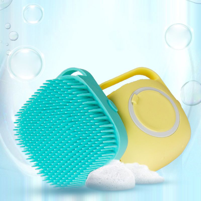 Pet bath scrubber with shampoo reservoir for dogs and cats