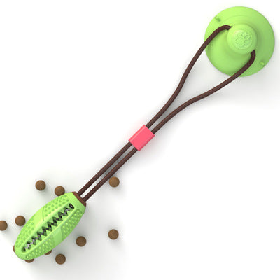 Suction cup dental dog toy showing silicone bristle texture