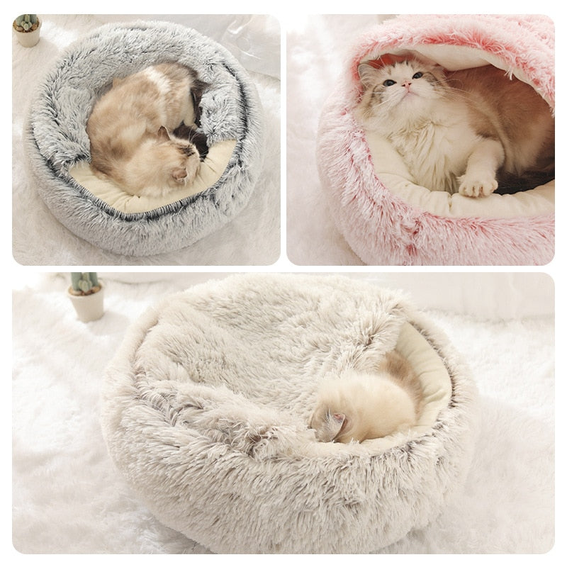 2-in-1 Round Plush Pet Bed