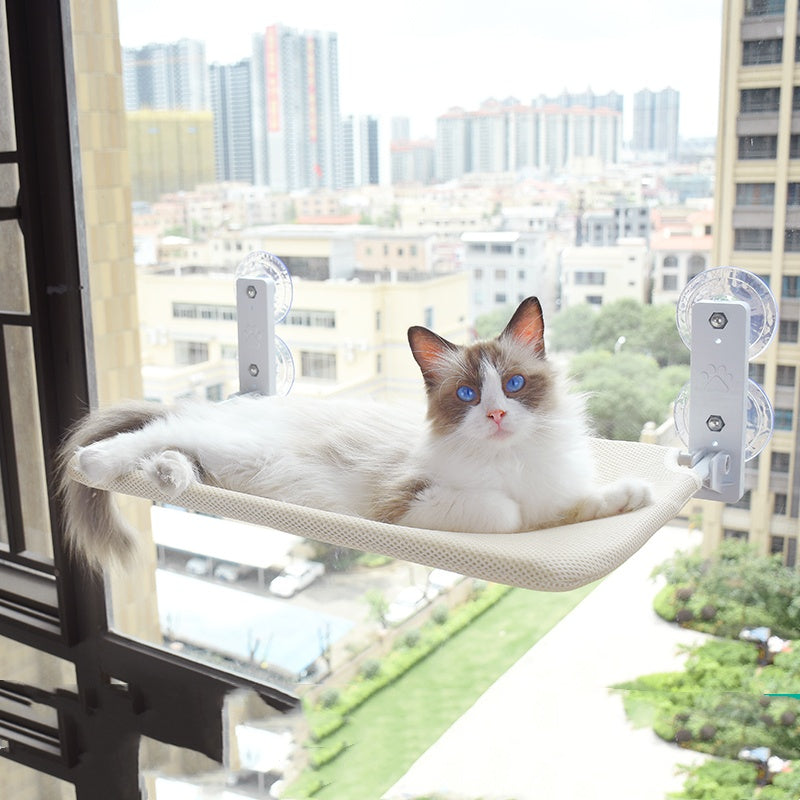 Window mounted cat hammock perch with strong suction cups