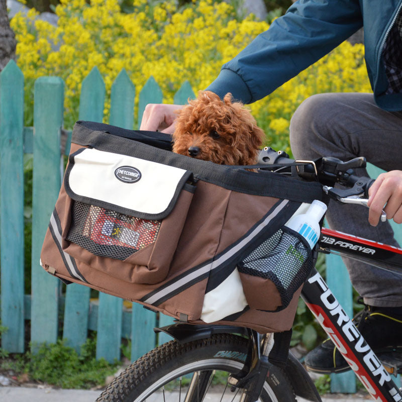 Your Pet Comes on Every Bike Ride Now Removable Handlebar Pet Basket Carrier