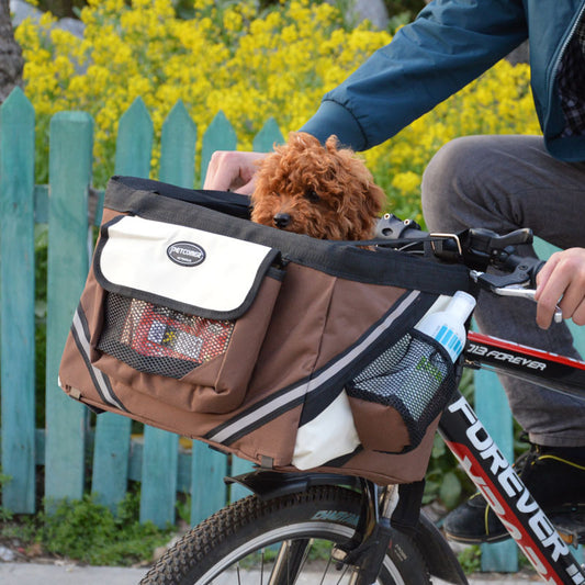 Your Pet Comes on Every Bike Ride Now Removable Handlebar Pet Basket Carrier