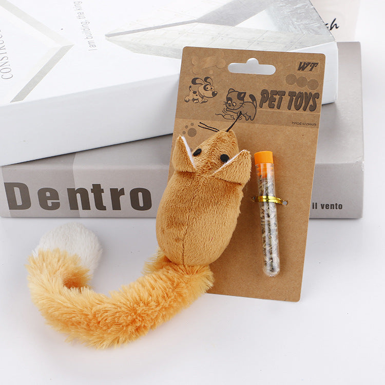Long-tail mouse cat toy available in multiple colors