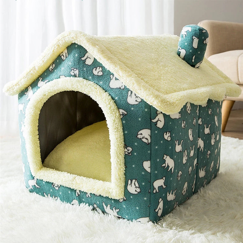 Warm coral fleece pet sleeping bed showing soft interior