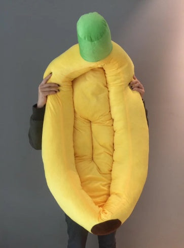 Banana-Shaped Plush Pet Nest Bed