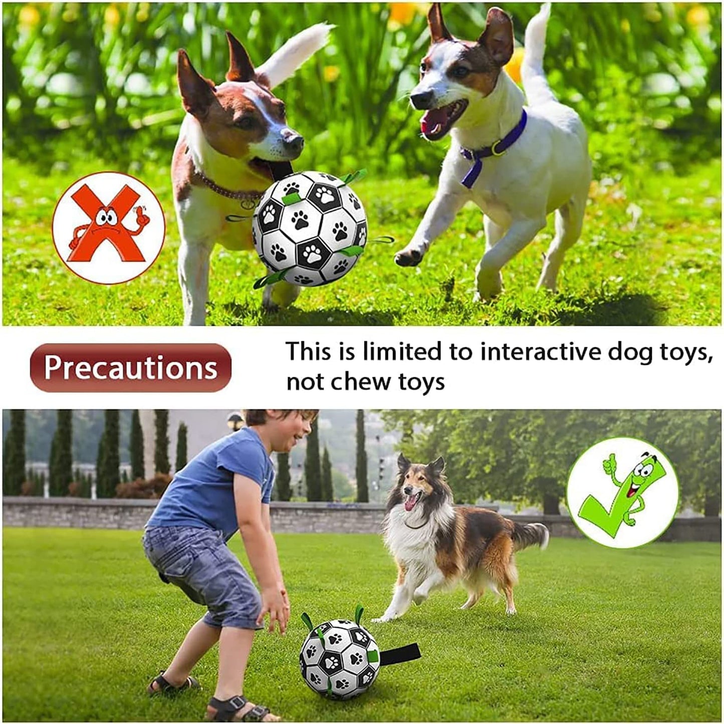Dog soccer training ball showing durable PU material