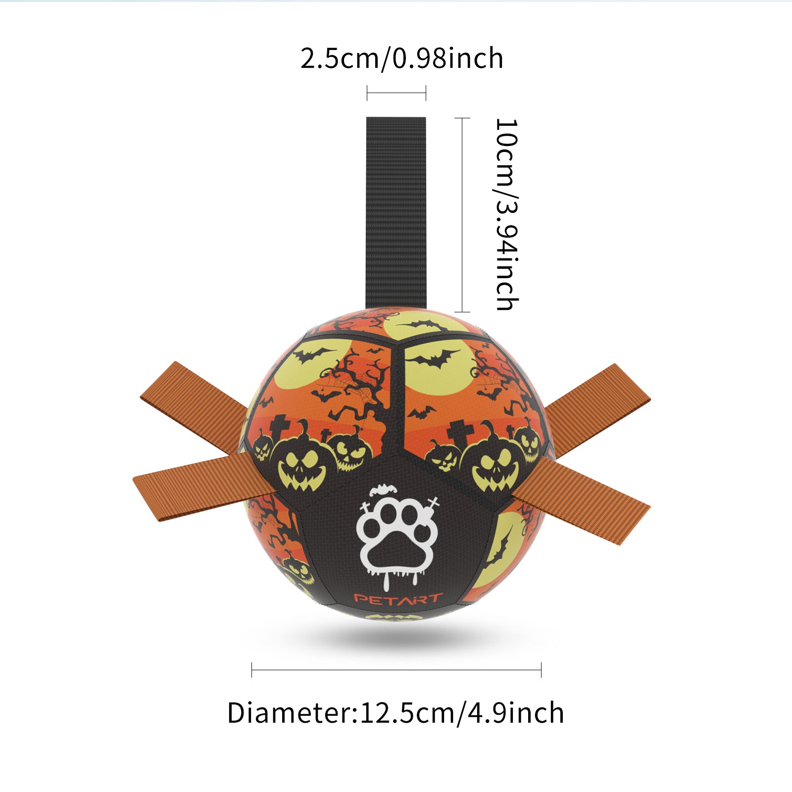 Interactive dog soccer ball training toy in multiple sizes