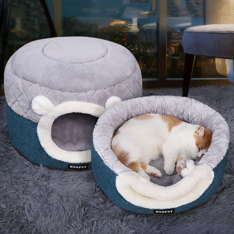 Soft Plush Cat Bed & House