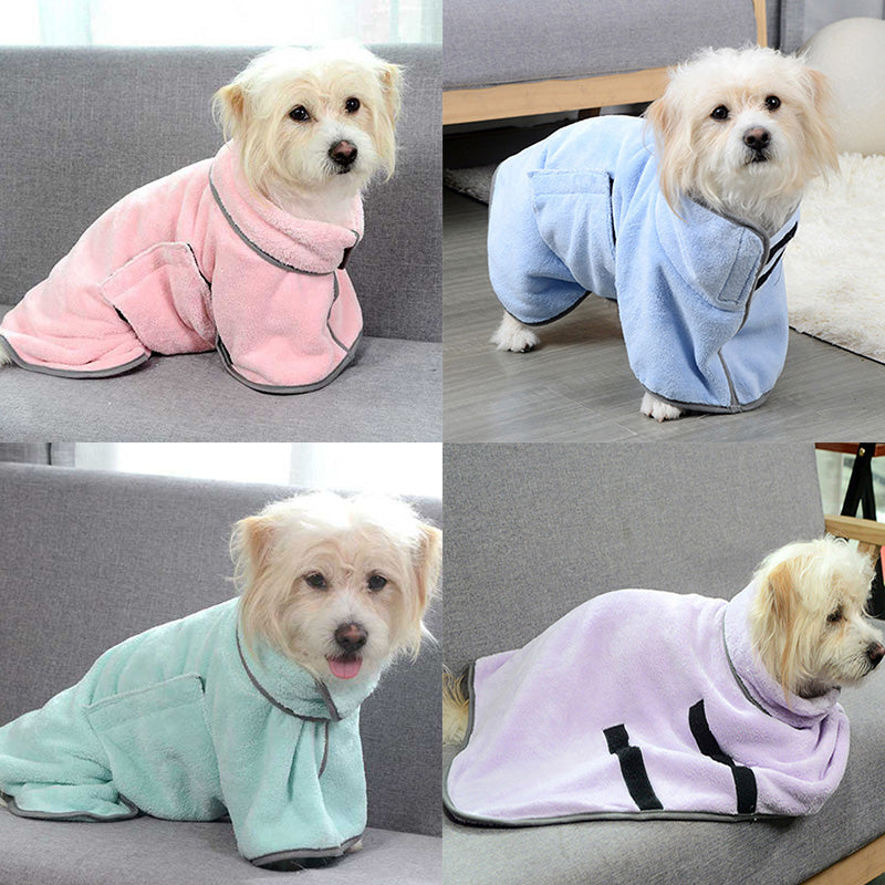 Pet bathrobe and drying towel in XS to M sizes