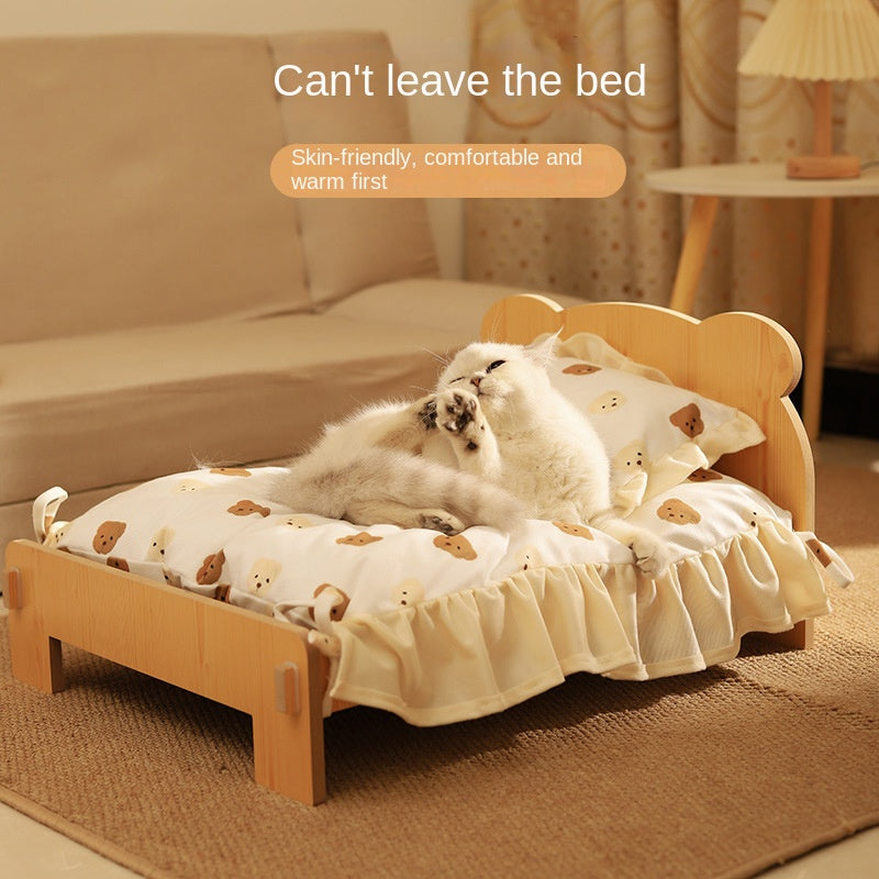 Solid Wood Princess Cat Bed