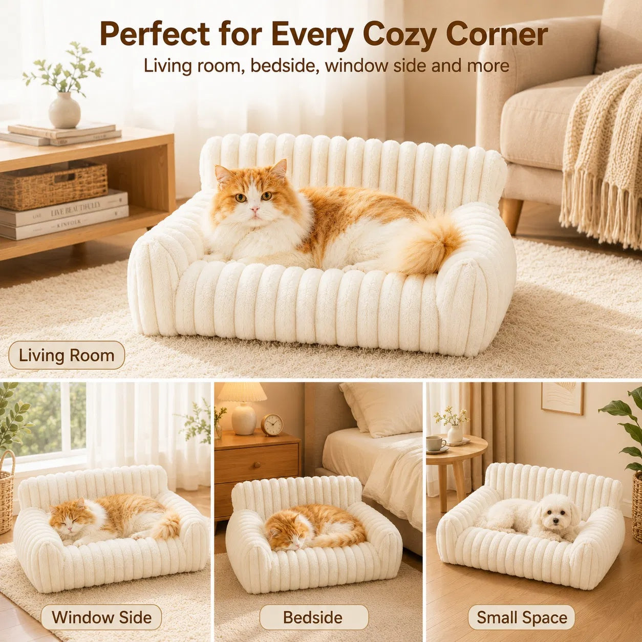 Fluffy cat couch removable washable cover