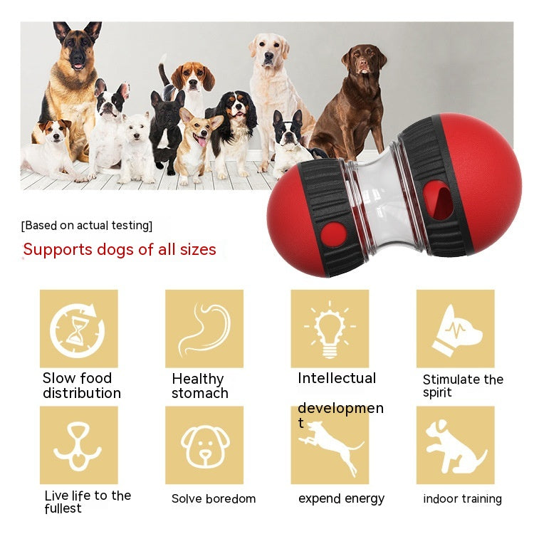 Wobble dog feeder toy keeping dogs mentally stimulated