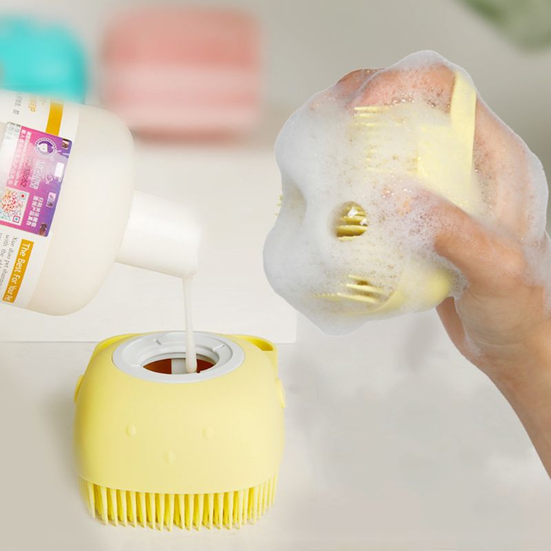 Premium silicone shampoo-dispensing pet bath scrubber for massage and cleaning