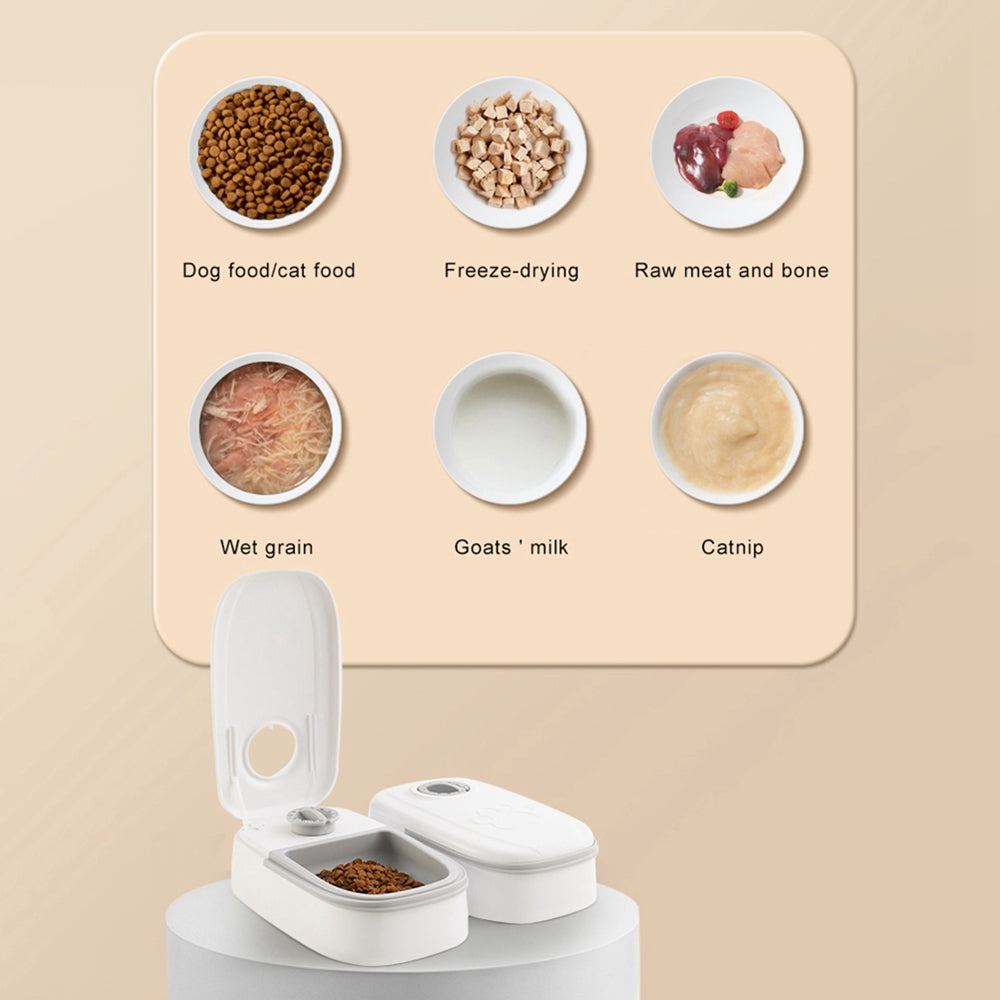 Double bowl gravity pet feeder with food and water dispensers