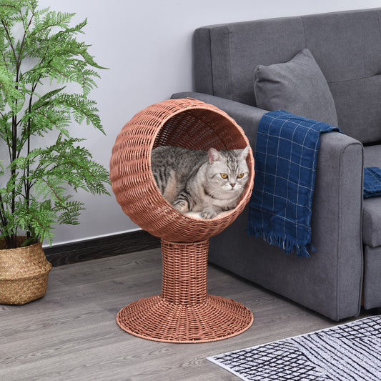 Brown Rotating Woven Cat Egg Pod Chair Bed