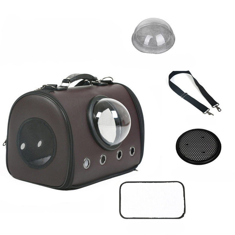 Space Capsule PU Leather Crossbody Cat Carrier