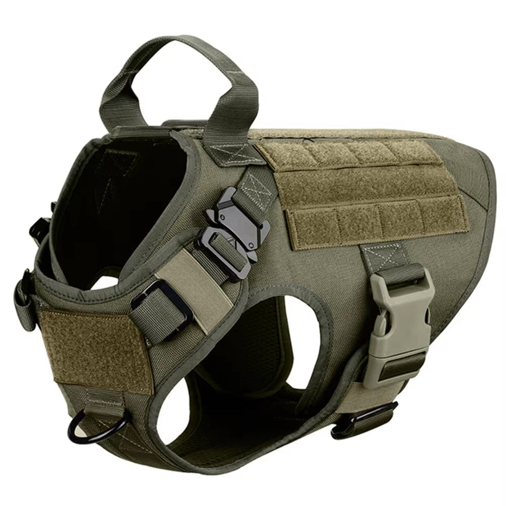Dark green tactical dog harness
