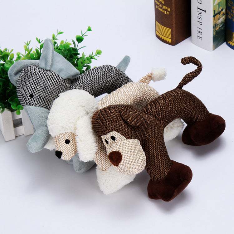 Poodle squeaky plush chew toy for small dogs