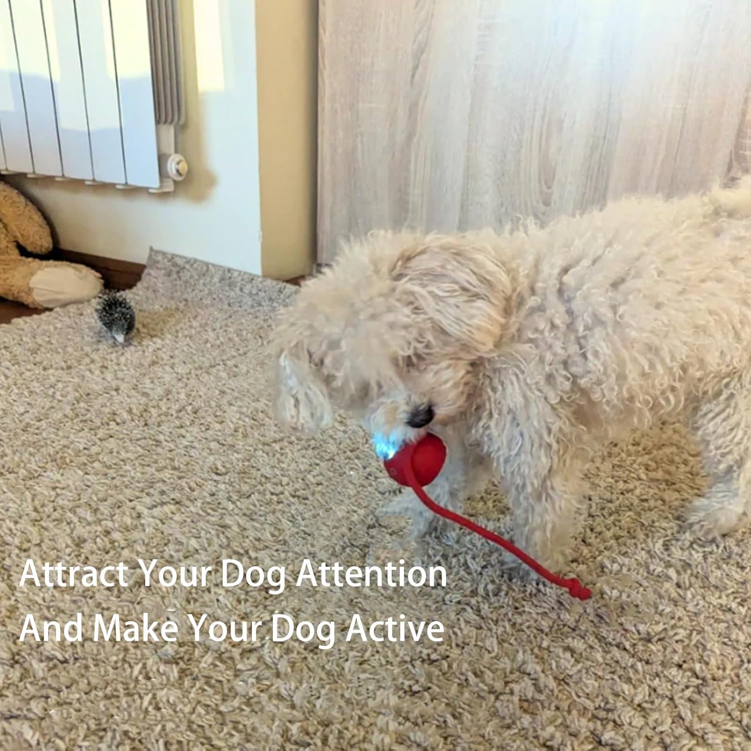 Interactive rope ball toy for cats and dogs showing texture
