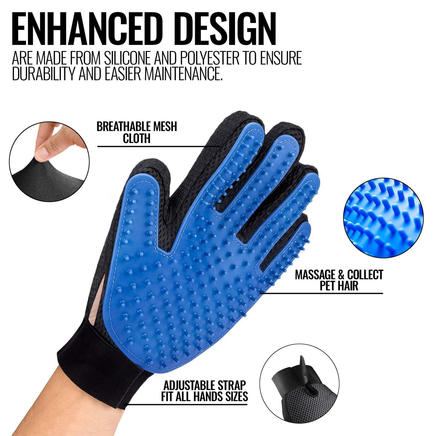 Deshedding Pet Grooming Gloves (Pair)