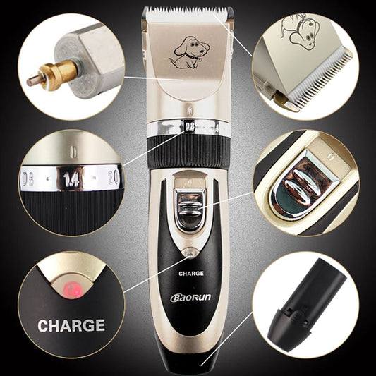 Cordless USB Rechargeable Pet Hair Trimmer Clipper Kit with 4 Guide Combs