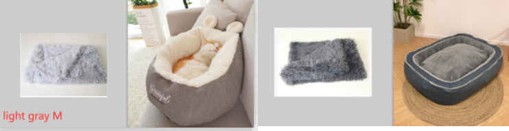 Plush pet sleeping bag showing machine-washable soft material