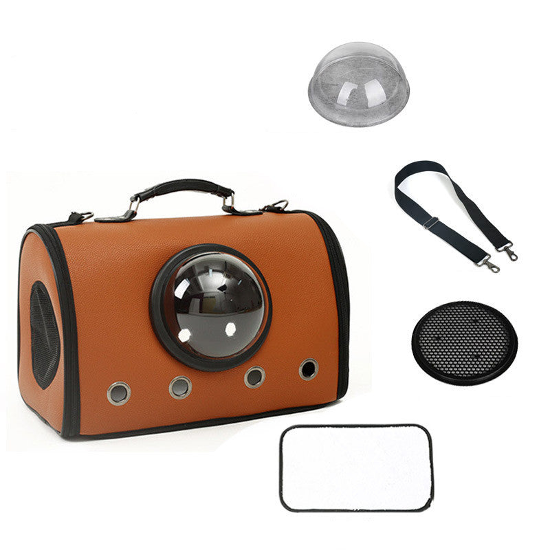 Space Capsule PU Leather Crossbody Cat Carrier