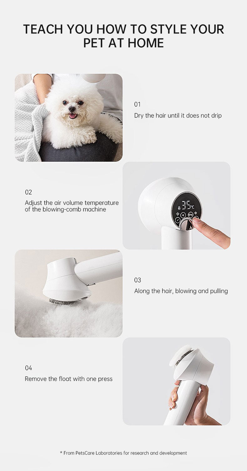 Quiet Pet Hair Dryer & Comb