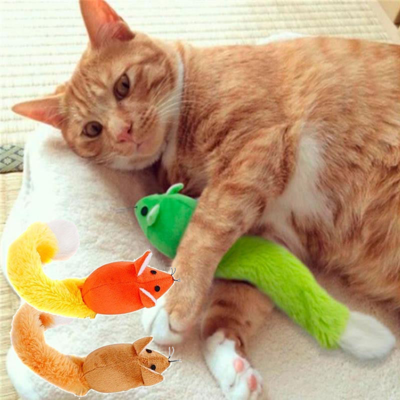 Plush mouse teaser toy with crinkle sound for cats