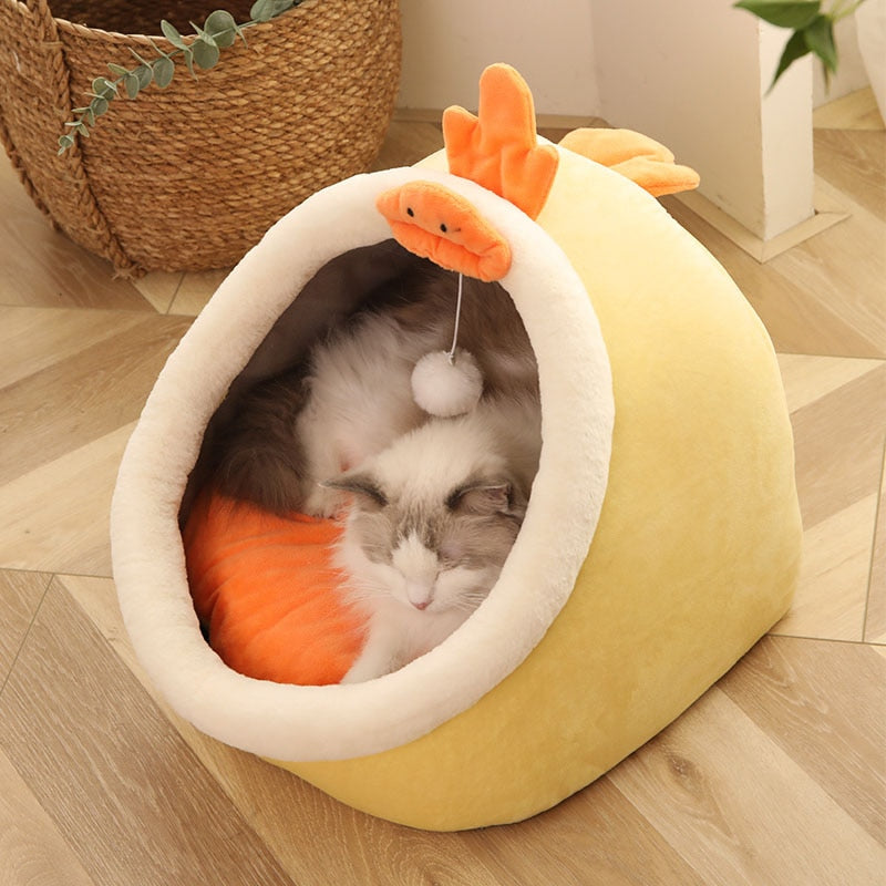 Cozy Character Cave Cat Bed